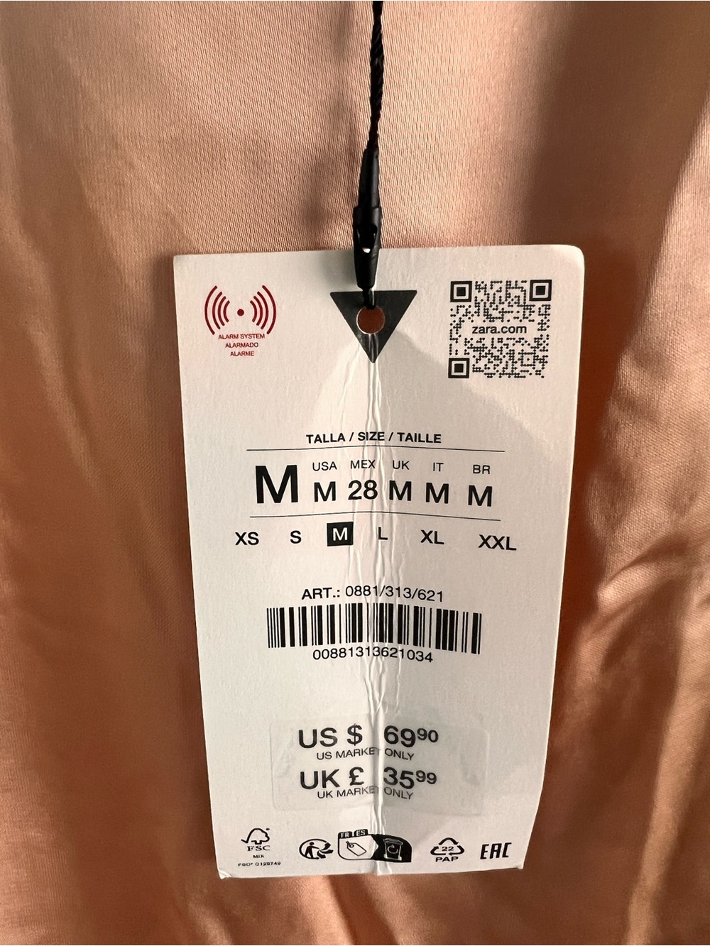 Zara Peach Satin Top